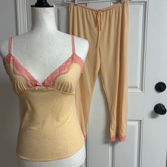 Josie NATORI Pink & Yellow 2 Piece Cami Sleep Set Small - Picture 2 of 11